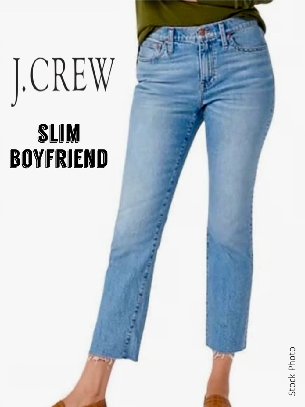 J.Crew Slim Boyfriend Jeans BF862 Raw Hem Faded Med Wash (26)